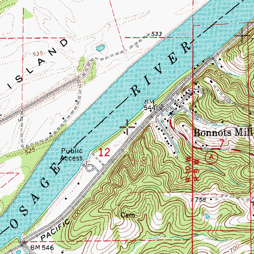 Topographic Map of French Village (historical), MO