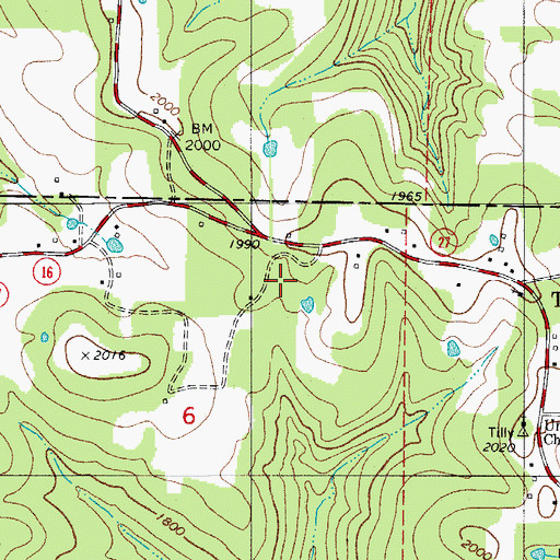 Topographic Map of Tilly, AR
