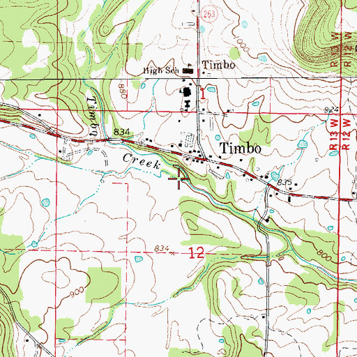 Topographic Map of Timbo Creek, AR