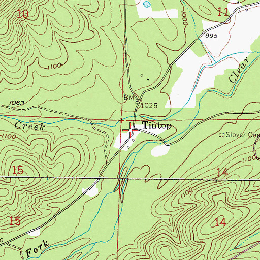 Topographic Map of Tintop, AR