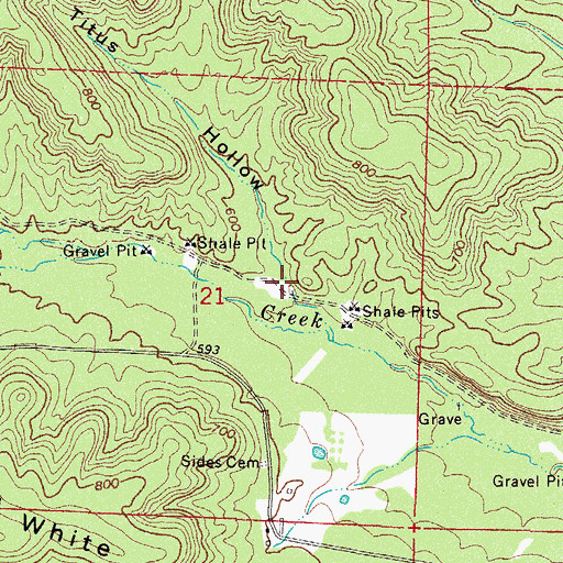 Topographic Map of Titus Hollow, AR