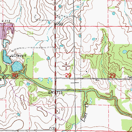 Topographic Map of Hickory Creek (historical), MO