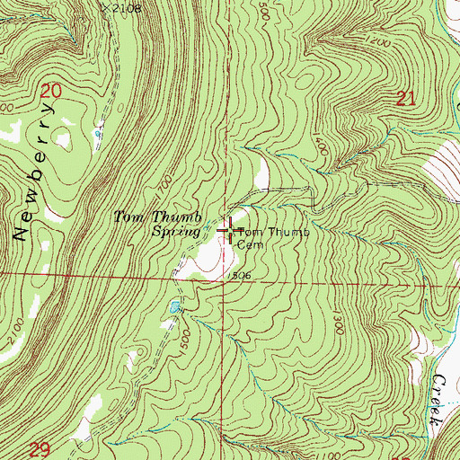 Topographic Map of Tom Thumb Cemetery, AR