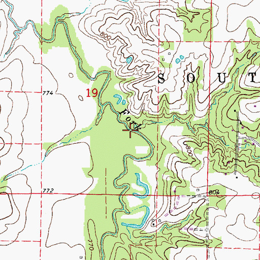 Topographic Map of White Oak Branch, MO