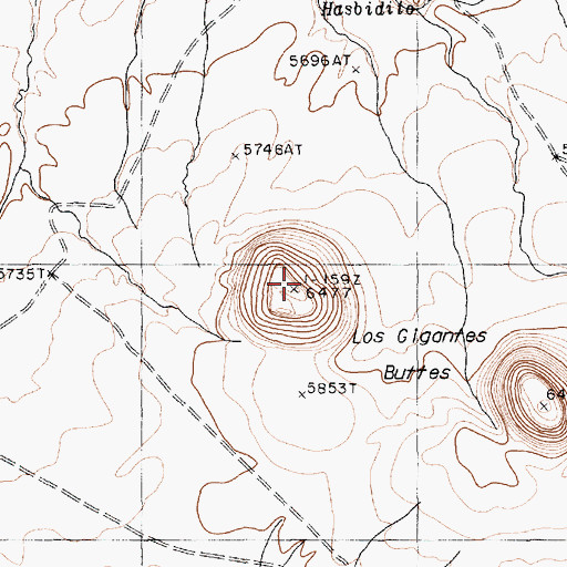 Topographic Map of Los Gigantes Buttes, AZ
