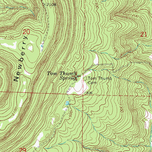 Topographic Map of Tom Thumb Spring, AR