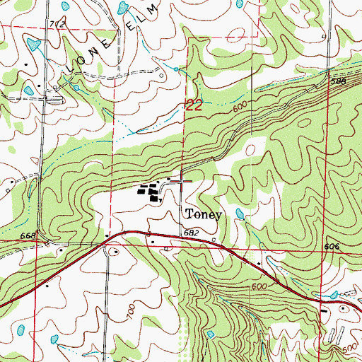 Topographic Map of Toney, AR