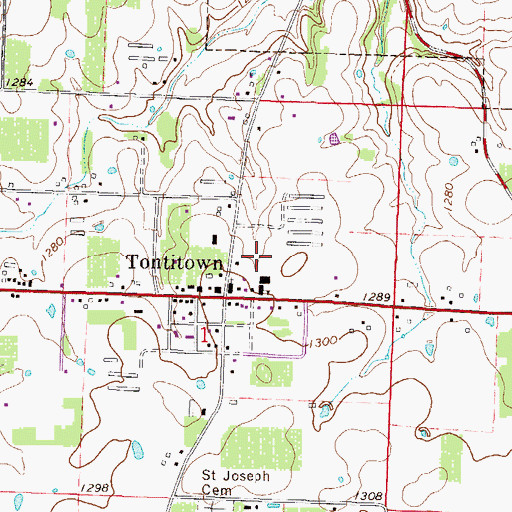 Topographic Map of Tontitown, AR