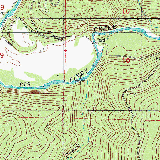Topographic Map of Trace Creek, AR