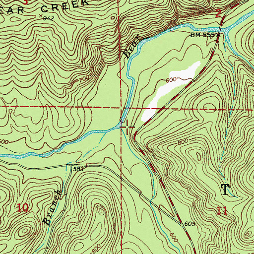 Topographic Map of Trace Creek, AR