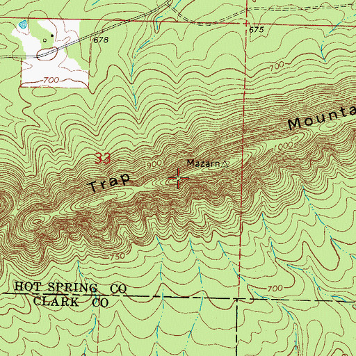 Topographic Map of Trap Mountain, AR