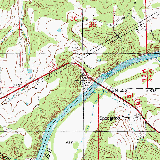 Topographic Map of James Brothers, MO