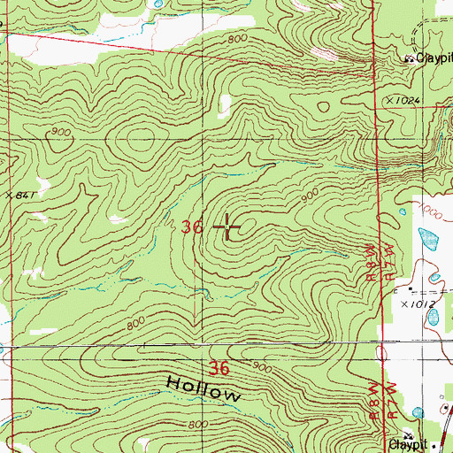 Topographic Map of Sand Bluff, MO