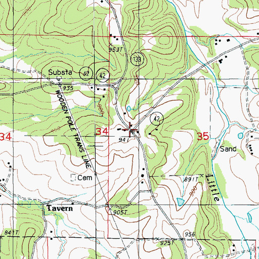 Topographic Map of Ozark Junction, MO