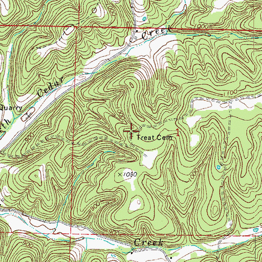 Topographic Map of Treat Cemetery, AR