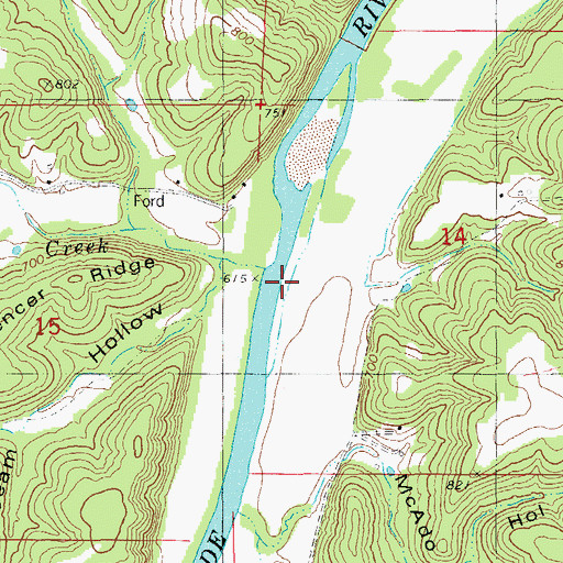 Topographic Map of Lanes Spring, MO