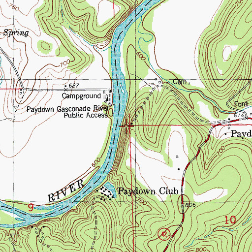Topographic Map of Tie Slide, MO
