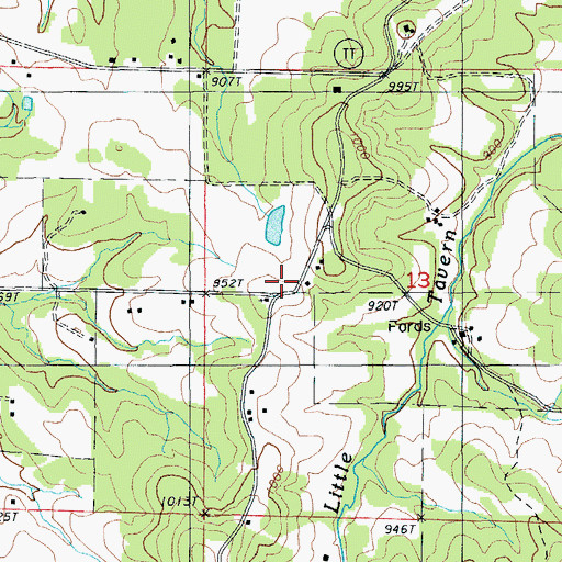 Topographic Map of Traderight, MO