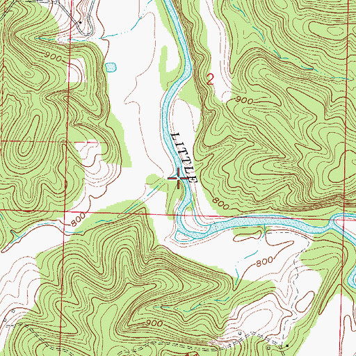 Topographic Map of Huffmans Creek, MO