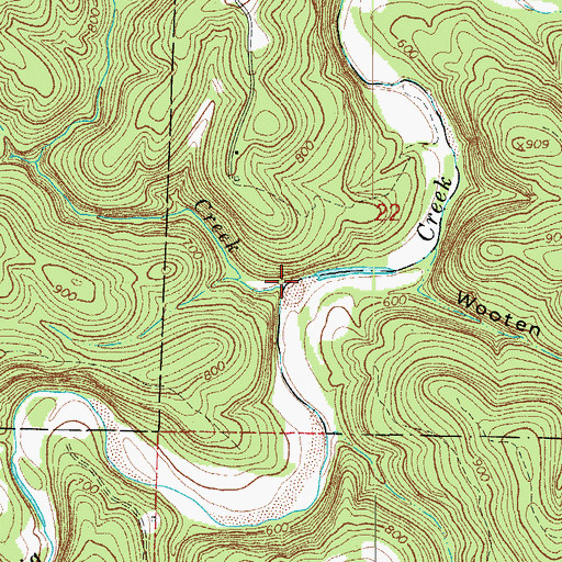 Topographic Map of Turkey Pen Creek, AR