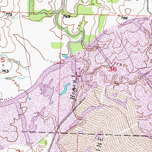 Topographic Map of Cottonwood Branch, MO