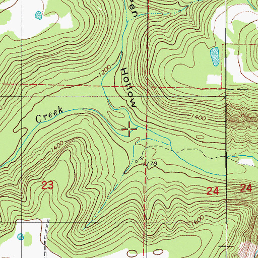 Topographic Map of Turkey Pen Hollow, AR