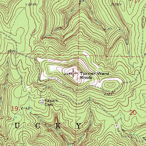 Topographic Map of Turner Ward Knob, AR