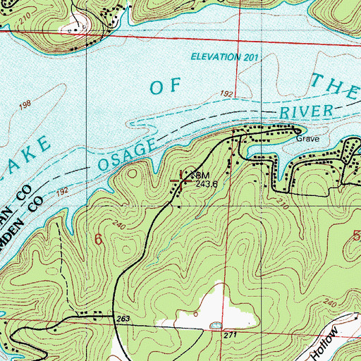 Topographic Map of Big Bend Acres, MO