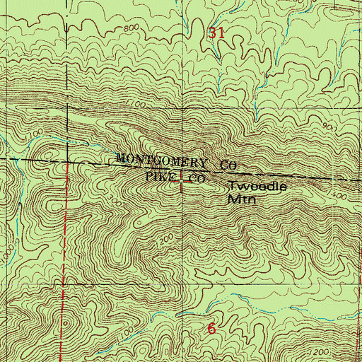 Topographic Map of Tweedle Mountain, AR