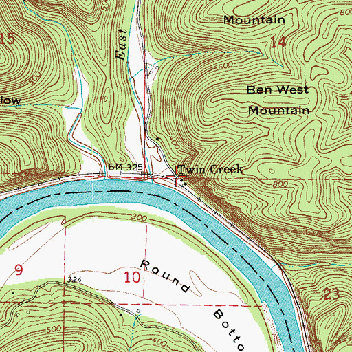 Topographic Map of Twin Creek, AR