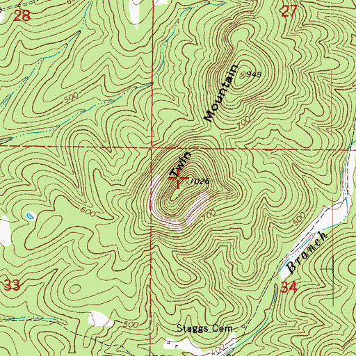 Topographic Map of Twin Mountain, AR