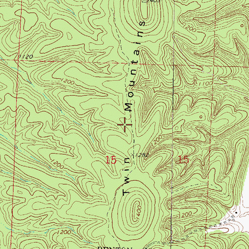 Topographic Map of Twin Mountains, AR
