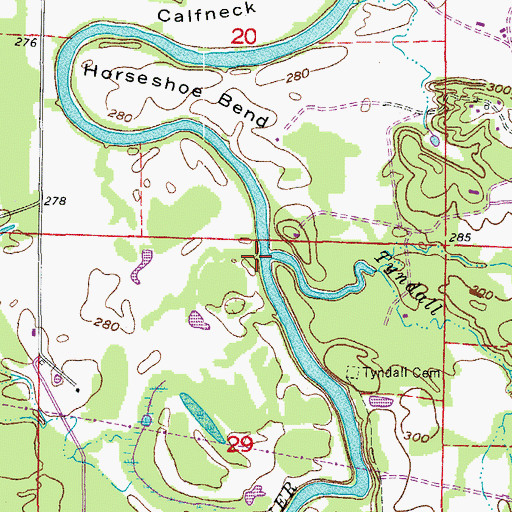 Topographic Map of Tyndall Slough, AR