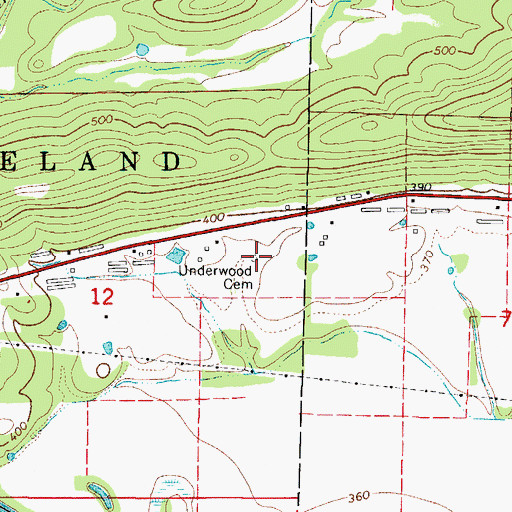 Topographic Map of Underwood Cemetery, AR