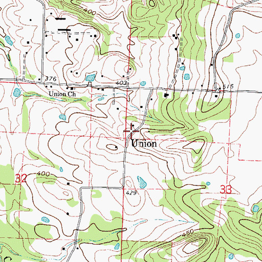 Topographic Map of Union, AR