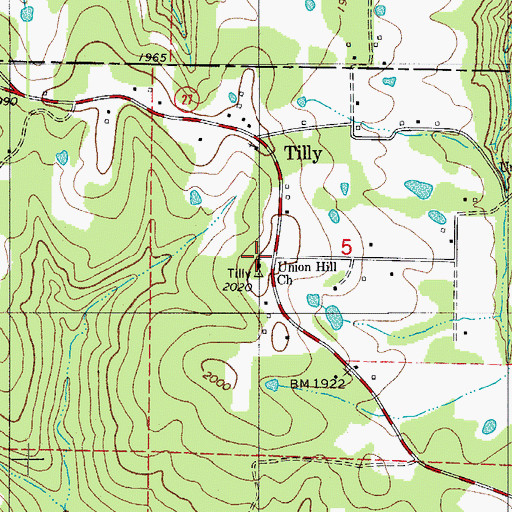 Topographic Map of Union Hill School, AR