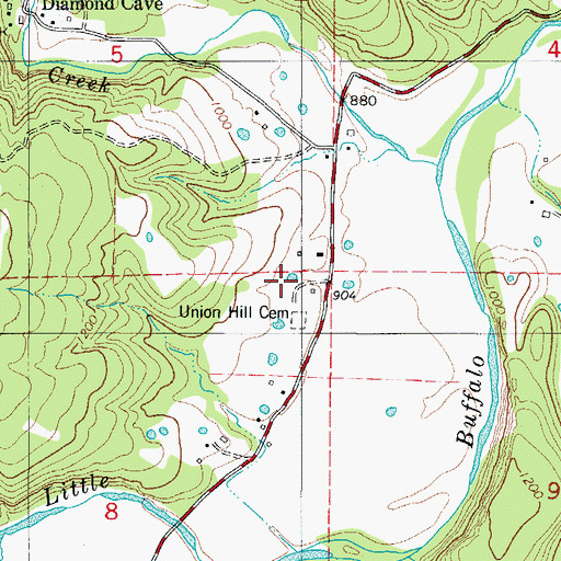 Topographic Map of Union Hill School, AR