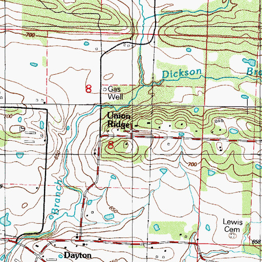 Topographic Map of Union Ridge, AR