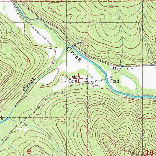 Topographic Map of Union School, AR