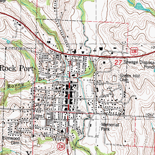 Topographic Map of Boney Branch, MO