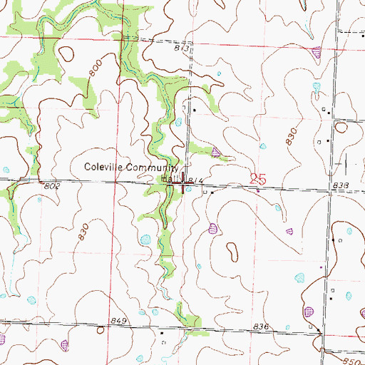Topographic Map of Coleville, MO
