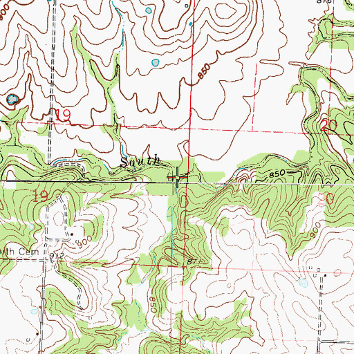 Topographic Map of Straight Branch, MO