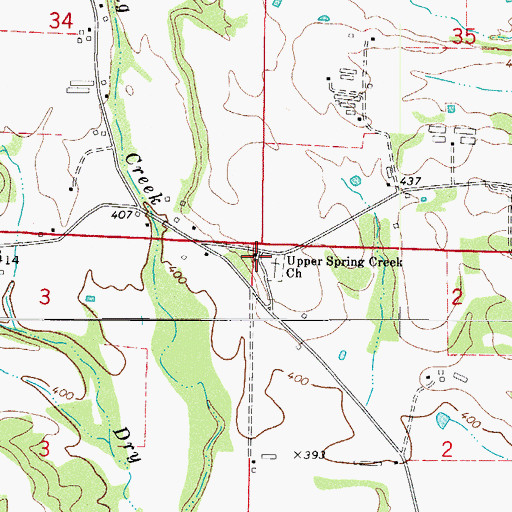 Topographic Map of Upper Spring Creek Church, AR