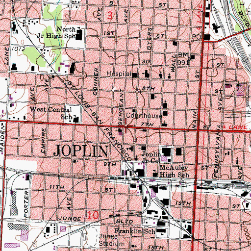 Topographic Map of West Joplin, MO