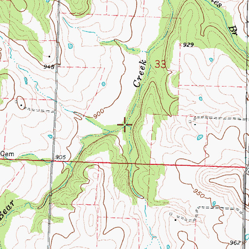 Topographic Map of Jordan Creek, MO