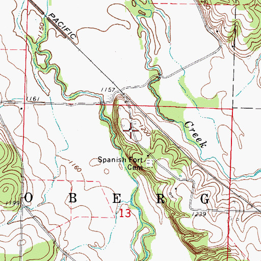 Topographic Map of Spanish Fort (historical), MO