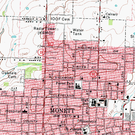 Topographic Map of Forest Park (historical), MO