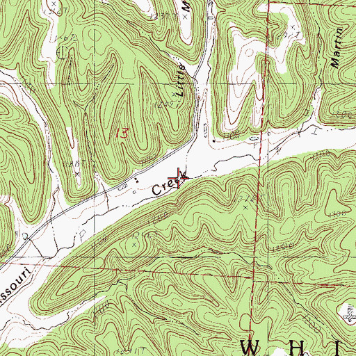 Topographic Map of Little Missouri Creek, MO