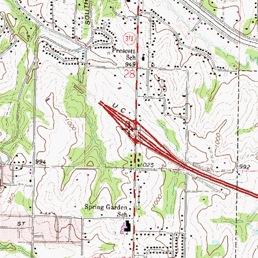 Topographic Map of Ashton (historical), MO