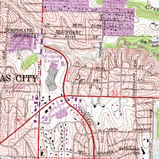 Topographic Map of Greenwood, MO